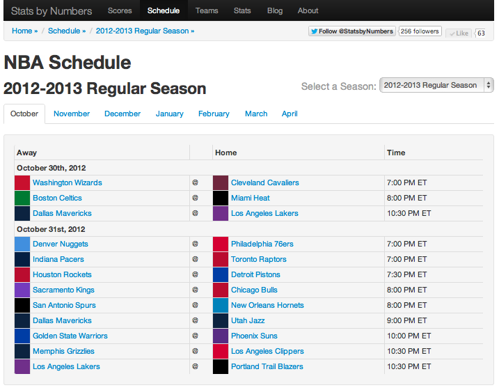 Updated Schedule Page